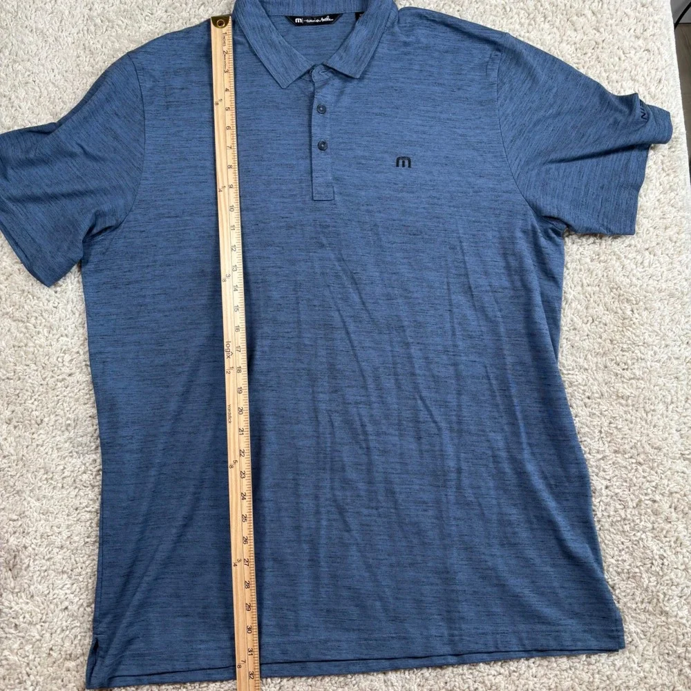 TravisMathew Polo Shirt Mens‎ XXL Blue Excellent Nissan Heathered Short Sleeve